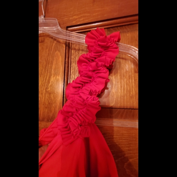 Maggy London sz 10 Deep V Red Rose Cocktail Dress - Picture 3 of 7